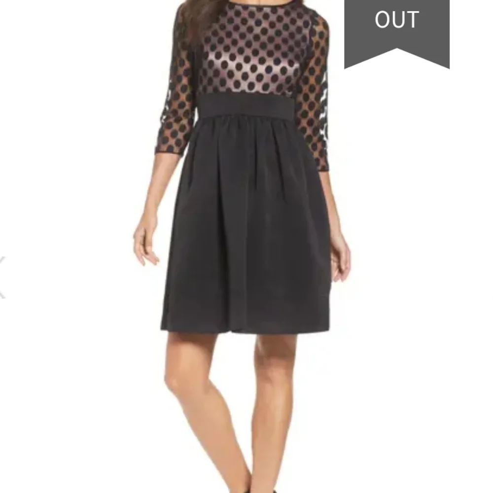 Eiza J Dot Mesh Fit and Flare Dress with pockets - Picture 2 of 15